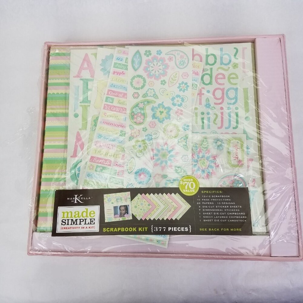 Marcella by K Scrapbook "Bon Bon" 12x12 Mega Kit Album Stickers Paper 377 Pieces